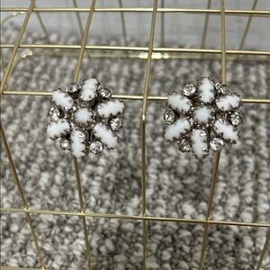 Albert Weiss White and Silver Crystal Earrings